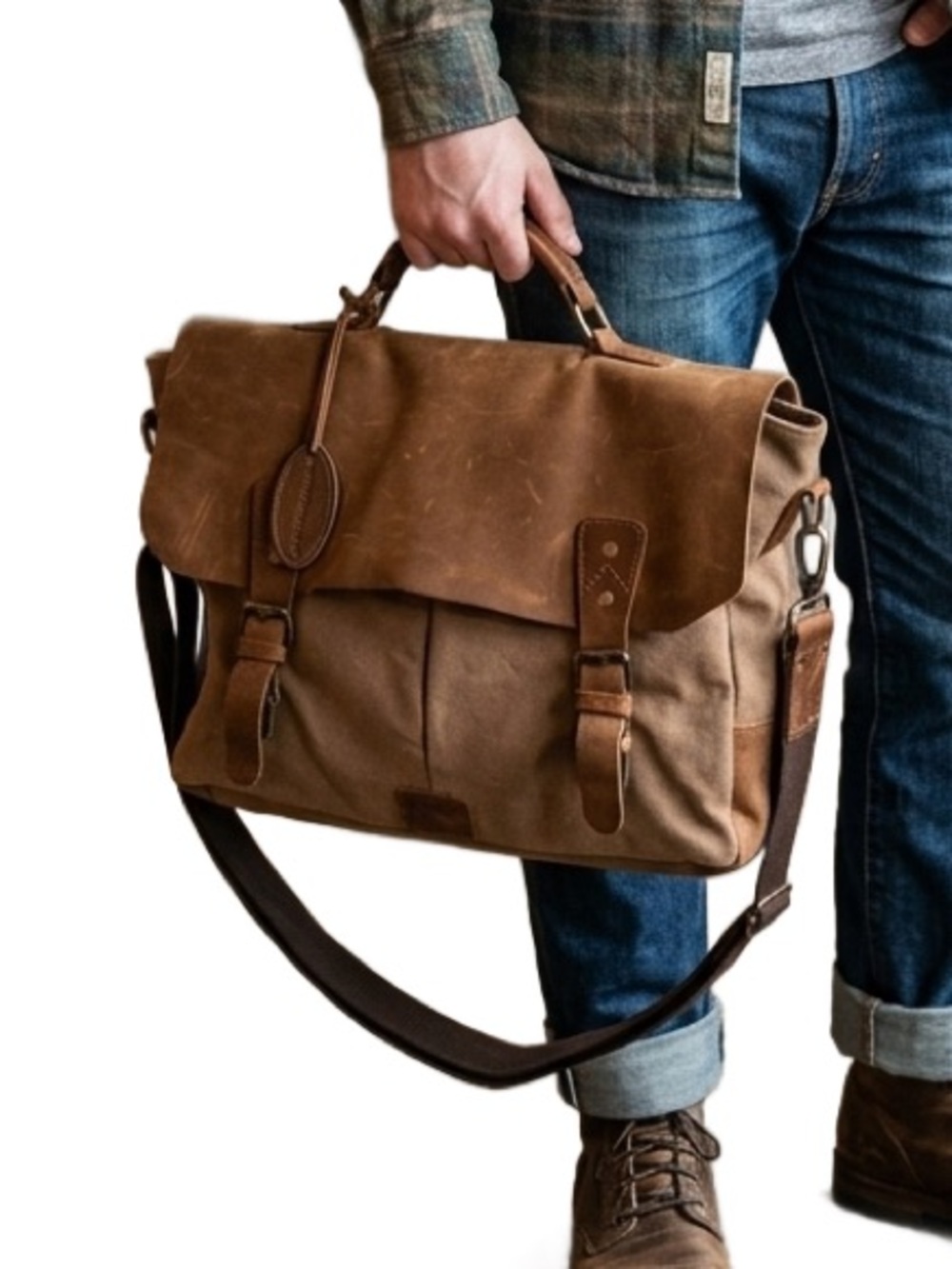Wilsons Leather Vintage Canvas Laptop Messenger Bag Briefcase Satchel Brown